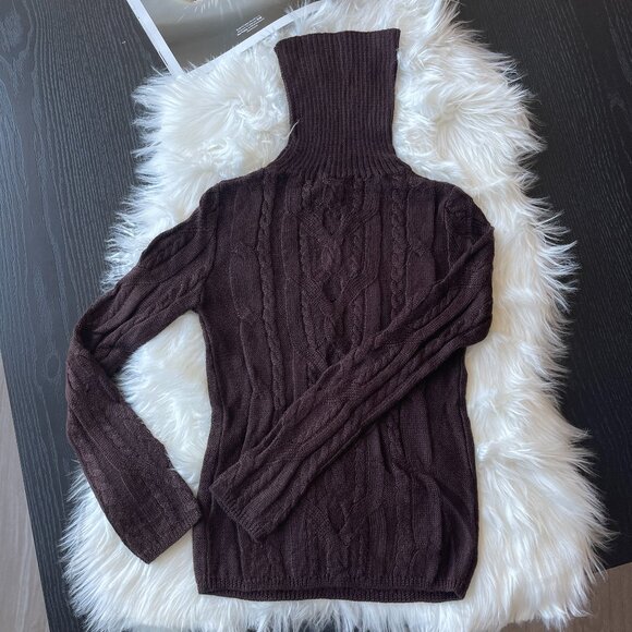 Size XS Turtleneck Wool Brown Sweater Price Firm - Picture 1 of 8